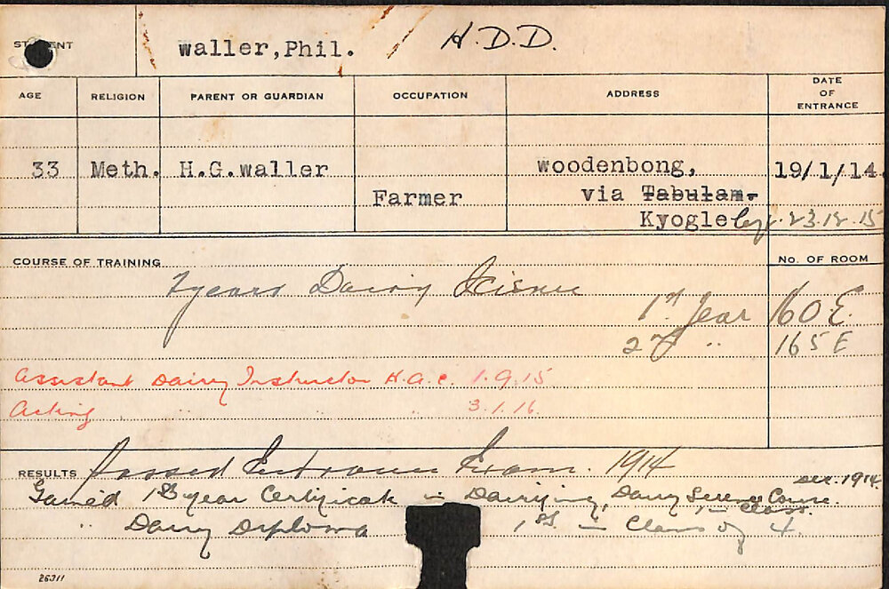 Waller, Phil (Hawkesbury Diploma in Dairy (HDD))