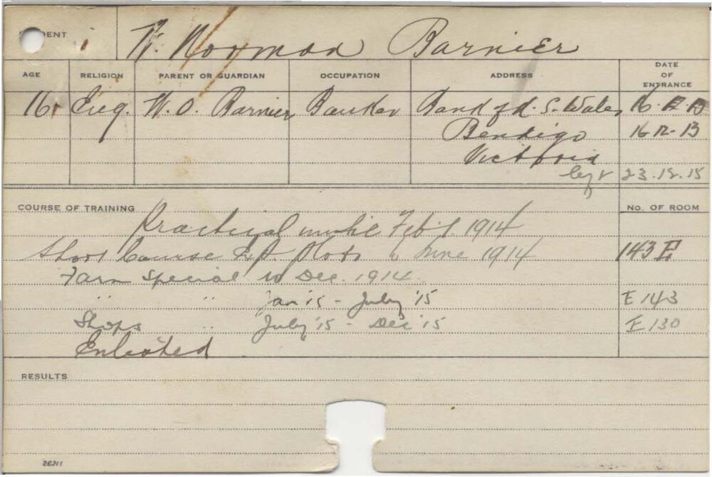 BARNIER, William Norman (Short Course - Experimental Plots, Special Course - Farm &amp; Shops &amp; Practical Courses)