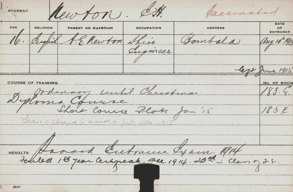 NEWTON, EH (Diploma Course/ Short Course - Plots)