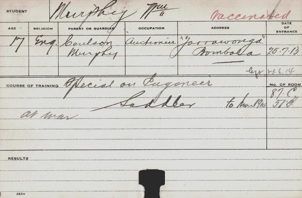 MURPHY, WC (Special Course - Engineer &amp; Saddler)