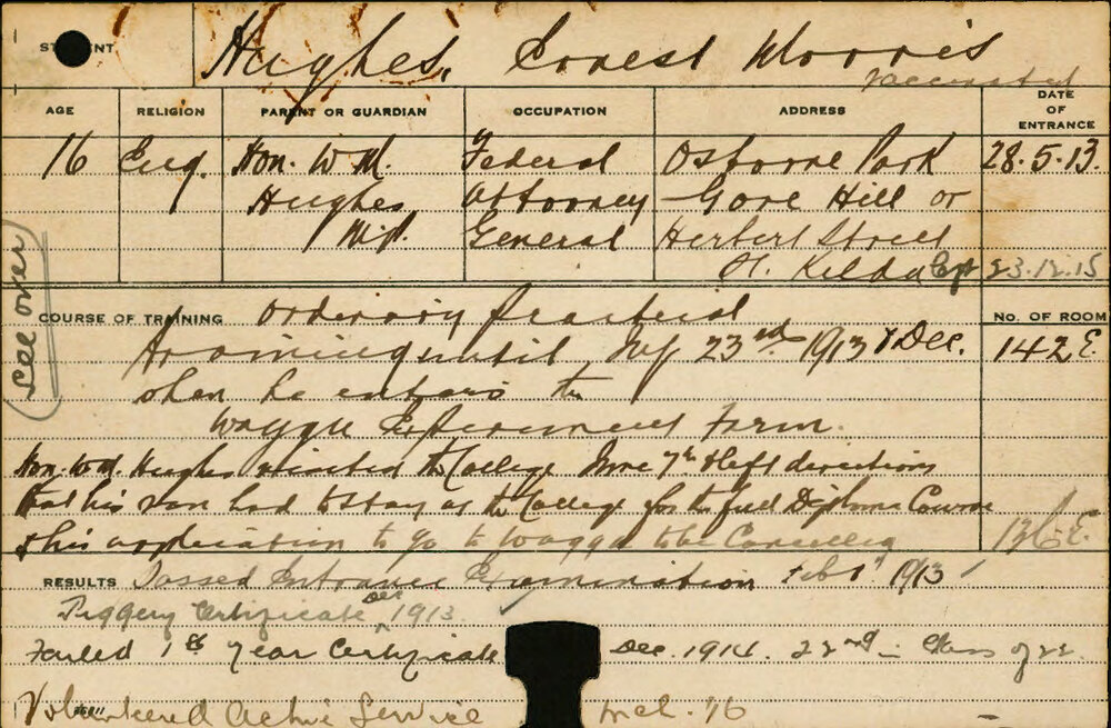 Hughes, Ernest Morris (Certificate - Piggery/ Special Course - Orchard)