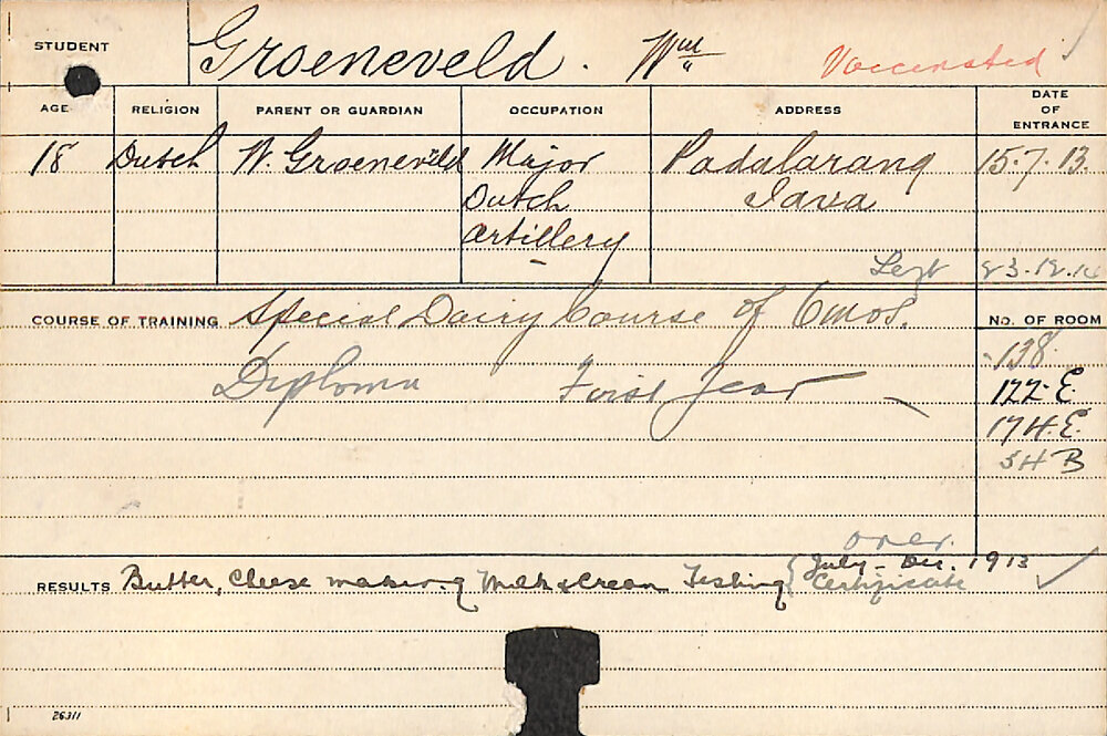 GROENVELD, WKH (Special Course - Dairy &amp; Diploma)