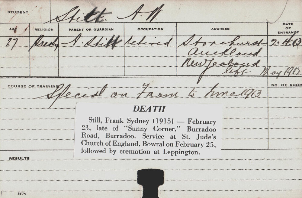 Stitt, AW (Special Course - Farm)