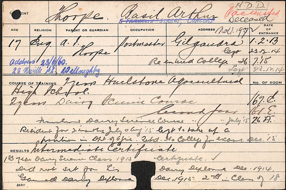 Thorpe, Basil Arthur (Dairy Science Course)