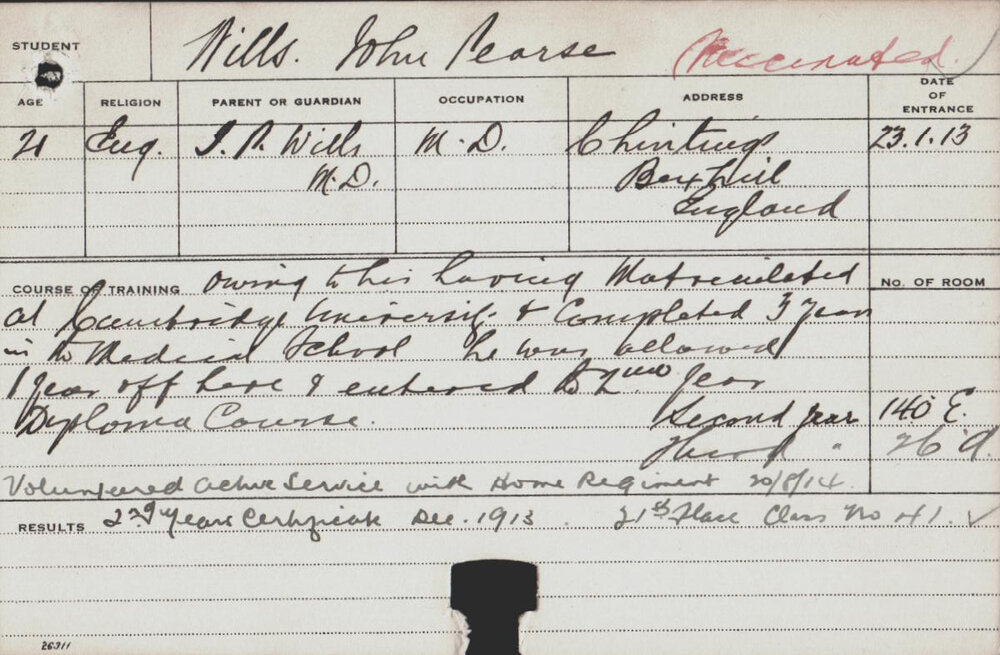 Wills, John Pearse (Diploma Course)
