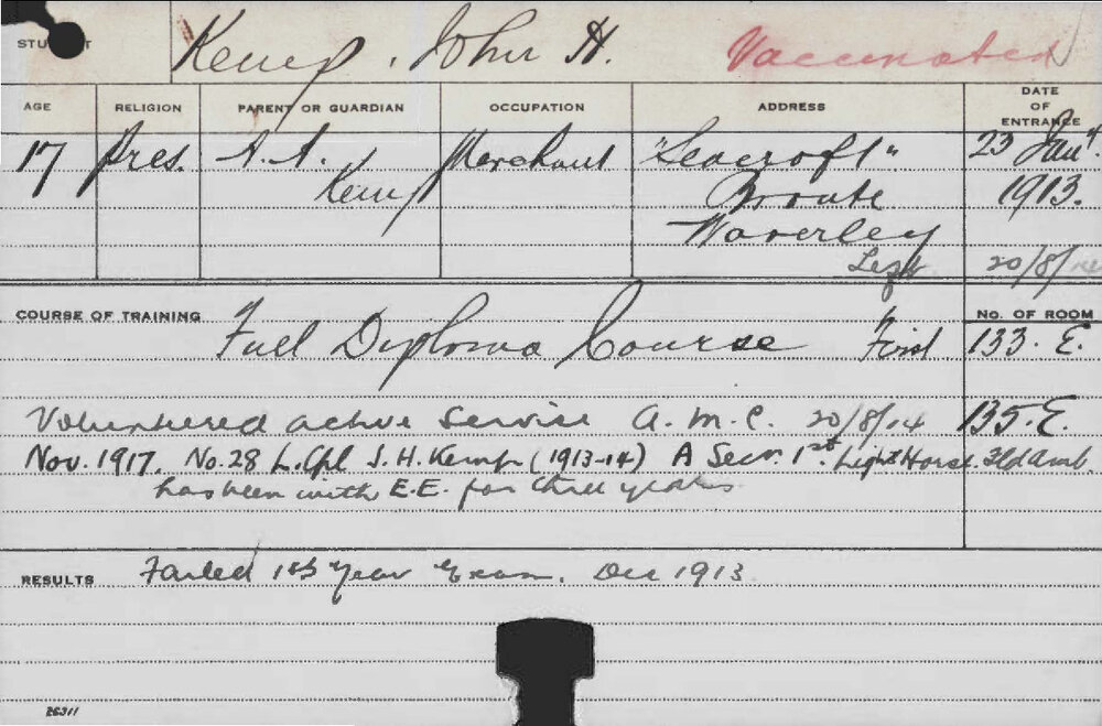KEMP, John H (Hawkesbury Diploma of Agriculture (HDA))