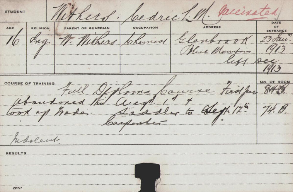 Withers, Cedric LM (Full Diploma Course/ Saddler &amp; Carpenter)