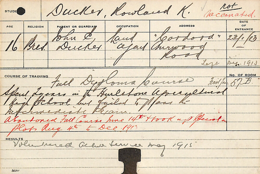 DUCKER, Rowland Keith (Special Course - Plots)
