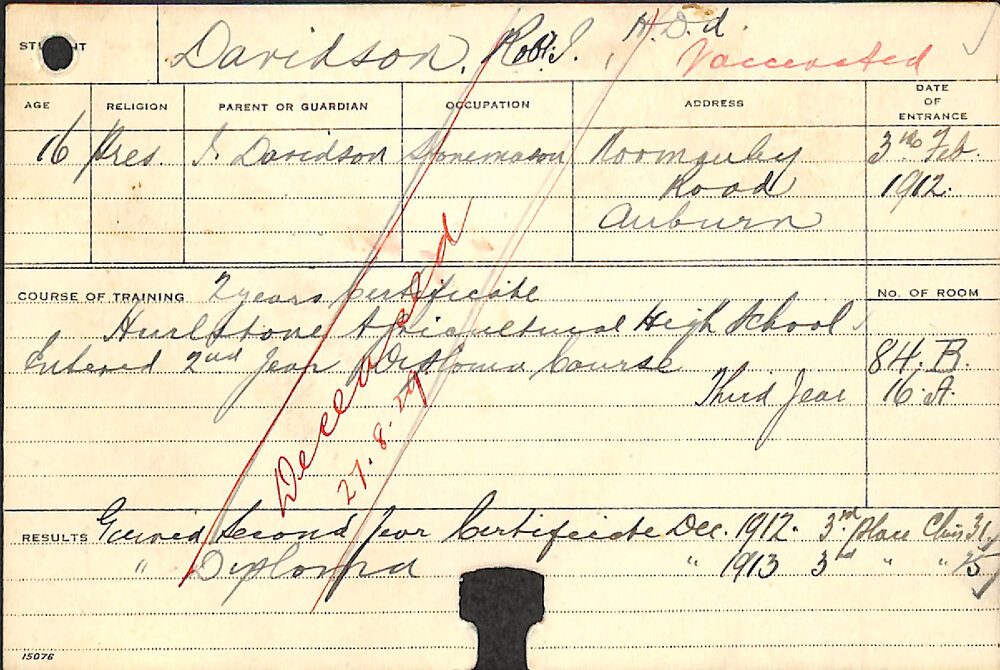 DAVIDSON, Robert James (Hawkesbury Diploma of Agriculture (HDA))