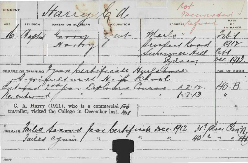 HARRY, CA (Hawkesbury Diploma of Agriculture (HDA) (Second Year Certificate))