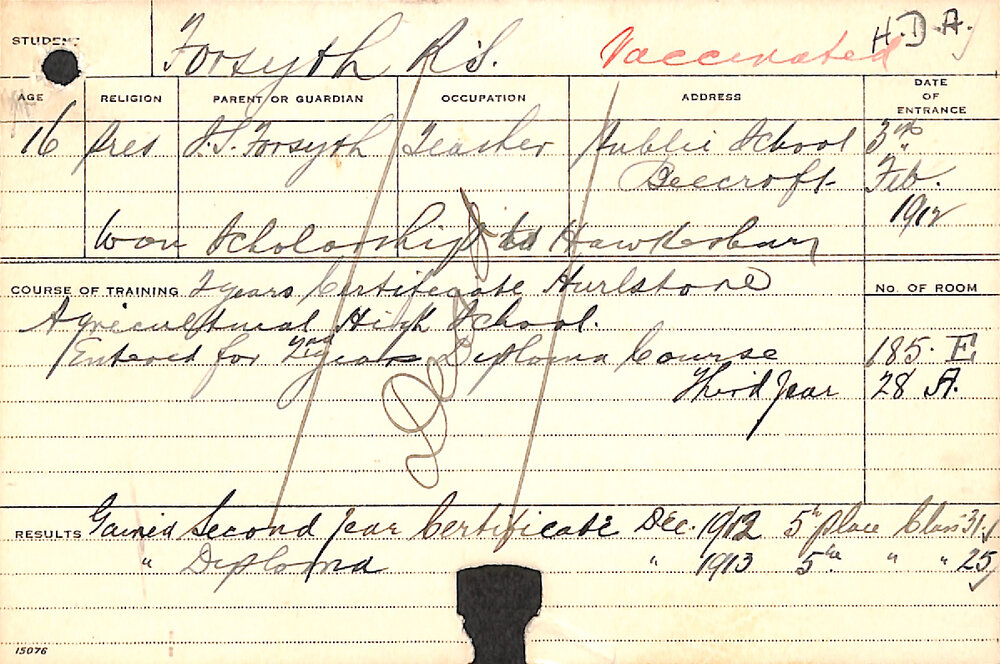 FORSYTH, RS (Hawkesbury Diploma of Agriculture (HDA))