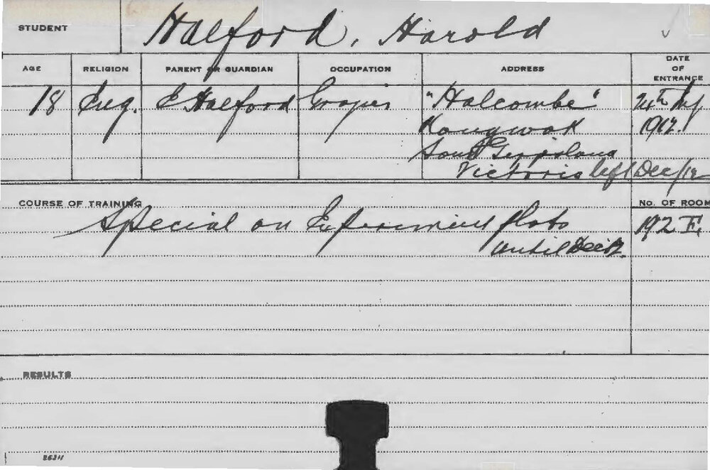 HALFORD, Harold (Special courses - Experimental Plots)