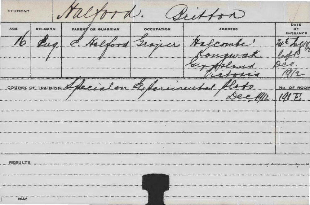 HALFORD, Britton (Special courses - Experimental Plots)