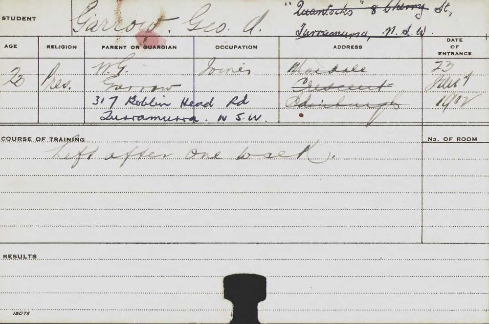 GARROW, Geo A (Course Not Identified)