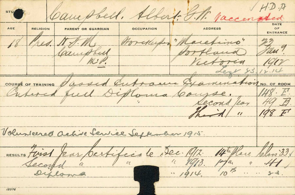 CAMPBELL, Albert GW (Hawkesbury Diploma of Agriculture (HDA))