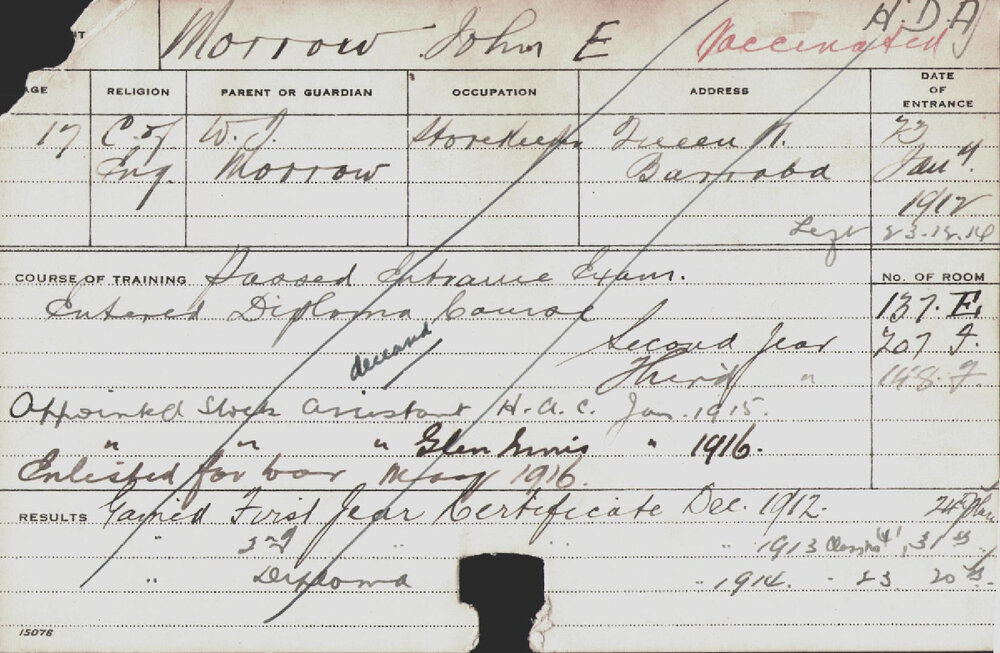 MORROW, John E (Diploma Course)