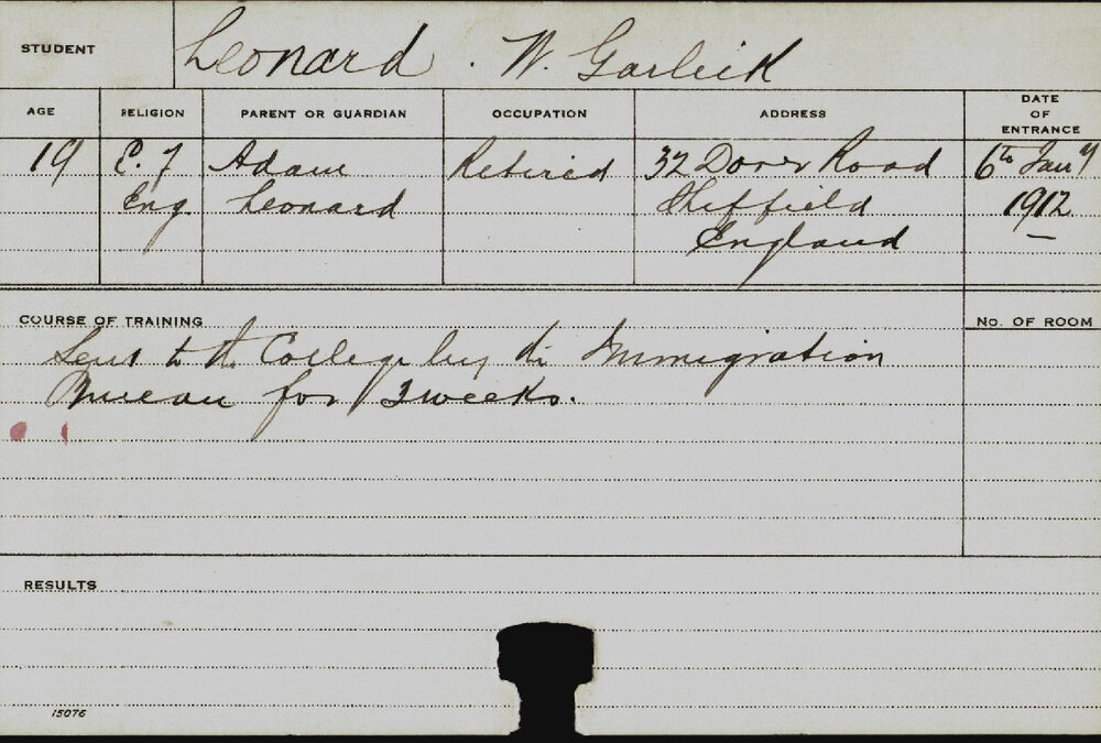 LEONARD, W Garlick (Course Not Identified)