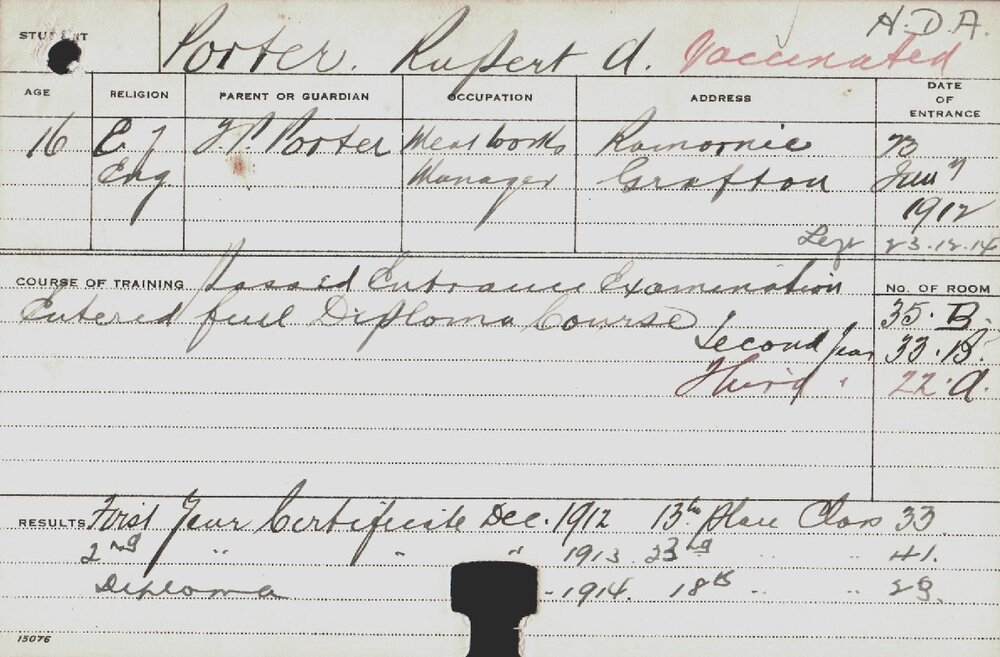 PORTER, Rupert A (Hawkesbury Diploma of Agriculture (HDA))