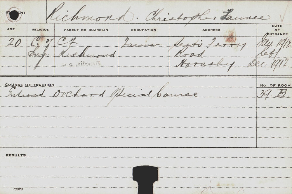 RICHMOND, Christopher (Short Course - Orchard)