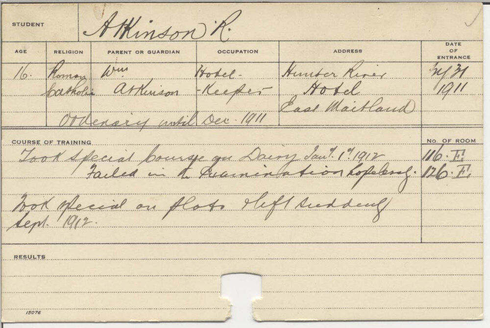 ATKINSON, R (Special Course - Dairy &amp; Plots)