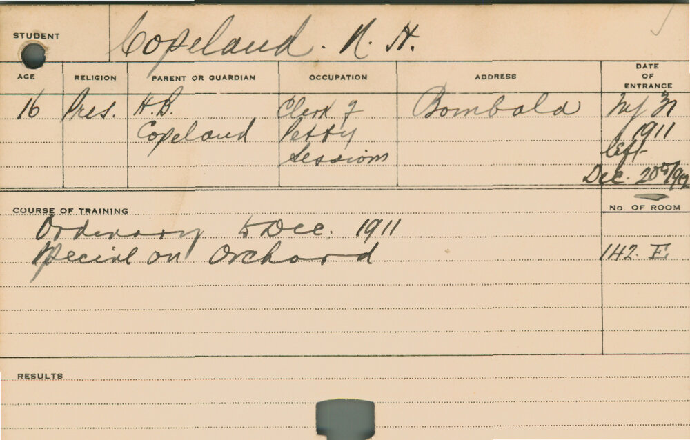 COPELAND, NH (Course - Ordinary &amp; Special course - Orchard)