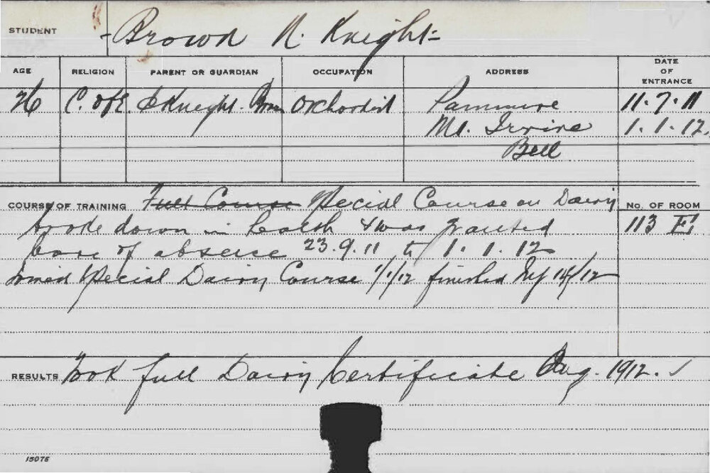 KNIGHT-BROWN, N (?) (Certificate - Dairy)