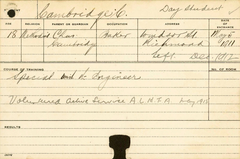 CAMBRIDGE, Charlie (Special (?) Engineer)