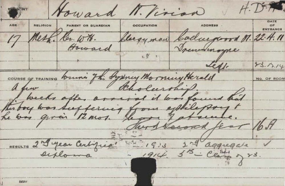 HOWARD, H Vivian (Hawkesbury Diploma of Agriculture (HDA))