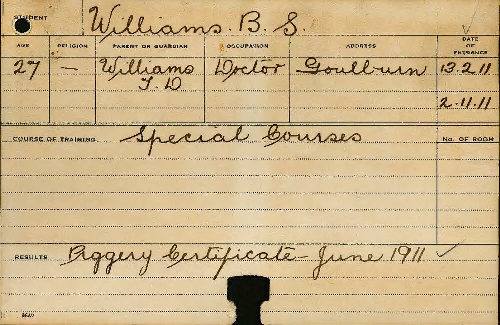 Williams, BS (Special Courses)