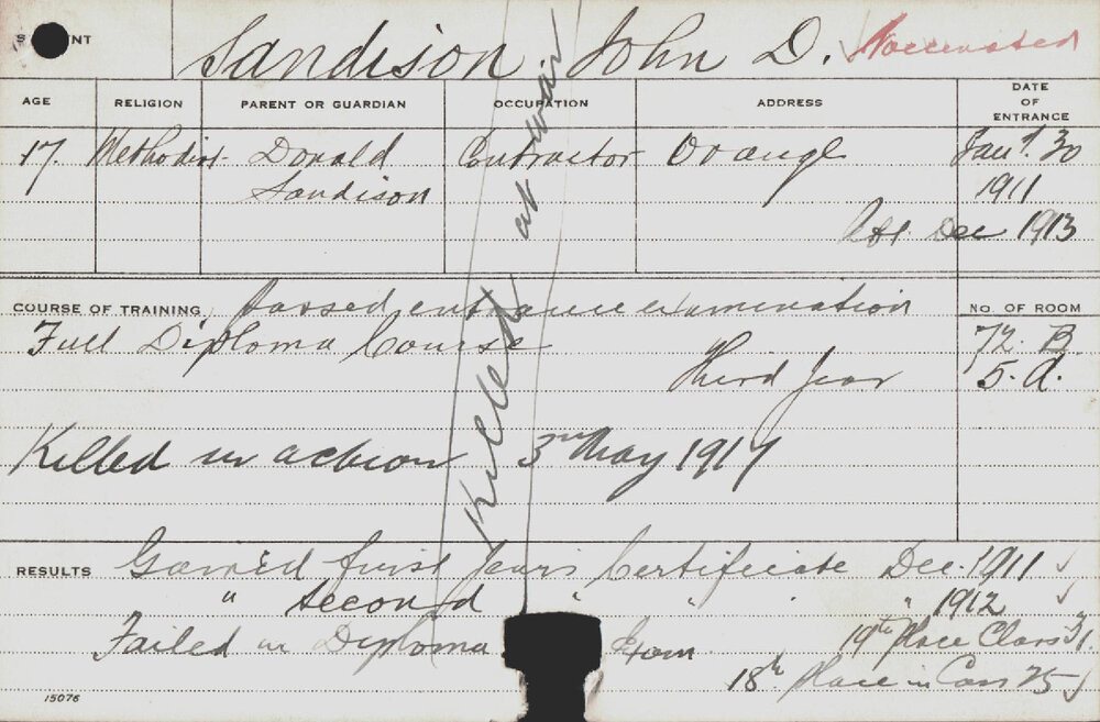 SANDISON, John D (Full Diploma Course)
