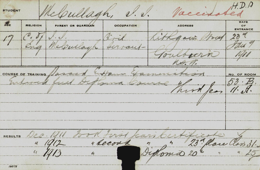 MCCULLAGH, JJ (Hawkesbury Diploma of Agriculture (HDA))