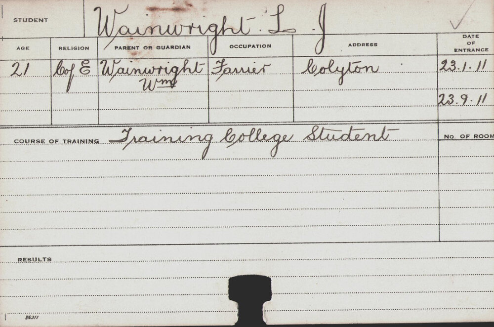 Wainwright, LJ (Training College Student)