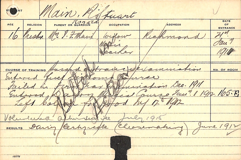 MAIN, Ronald Stuart (Certificate - Dairy)