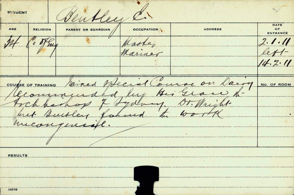 BENTLEY, E (Special Course - Dairy)