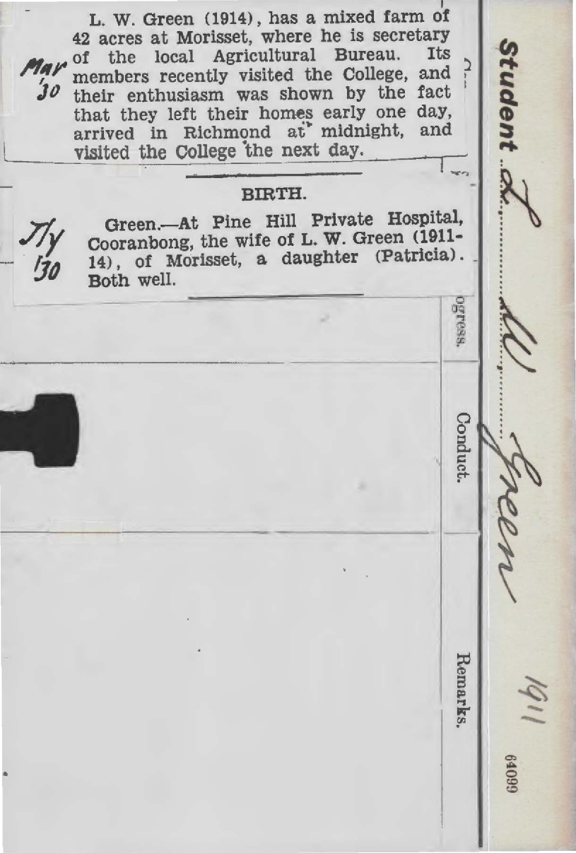 GREEN, LW (Course Not Identified)