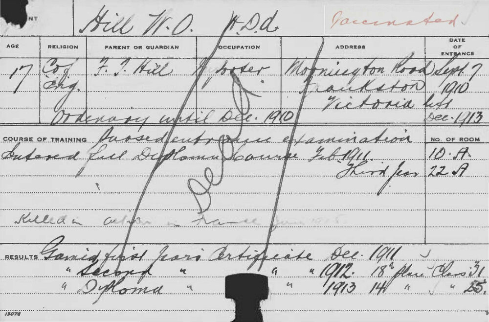 HILL, William Osborne (Hawkesbury Diploma of Agriculture (HDA))