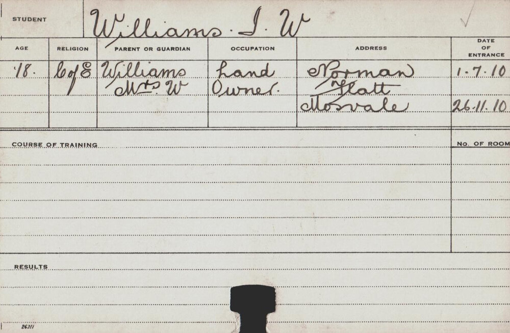WILLIAMS, JW (Course Not Identified)