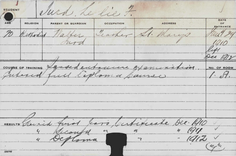 JURD, Leslie F (Hawkesbury Diploma of Agriculture (HDA))