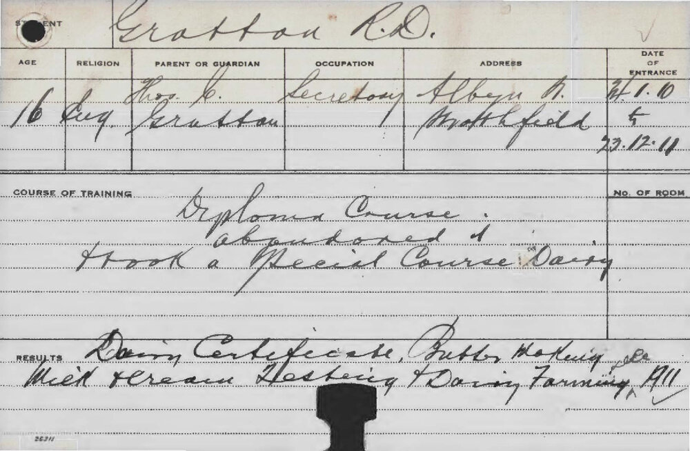 GRATTON, RD (Special Course - Dairy)