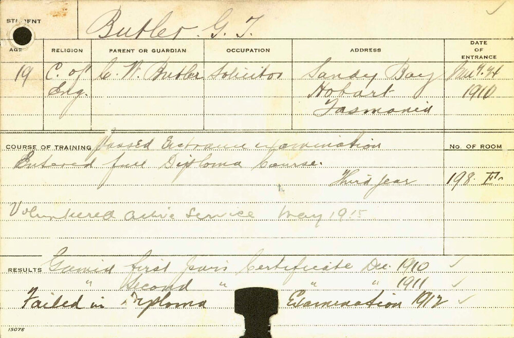 BUTLER, Geoffrey Travers (Hawkesbury Diploma of Agriculture (HDA) - First and Second Years Certificates)