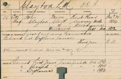 CLAYTON, LM (Hawkesbury Diploma of Agriculture (HDA))