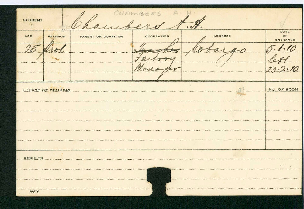 CHAMBERS, AH (Course Not Identified)