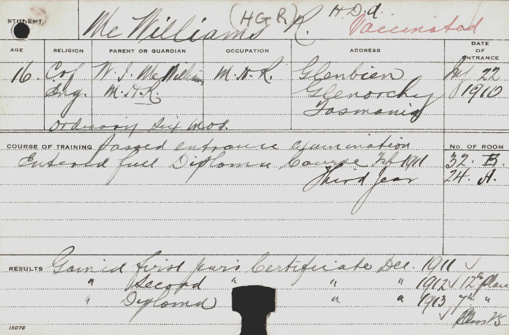 MCWILLIAMS, HGR (Hawkesbury Diploma of Agriculture (HDA))