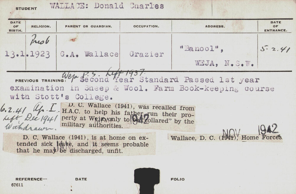 Wallace, Donald Charles (Hawkesbury Diploma of Agriculture (HDA))