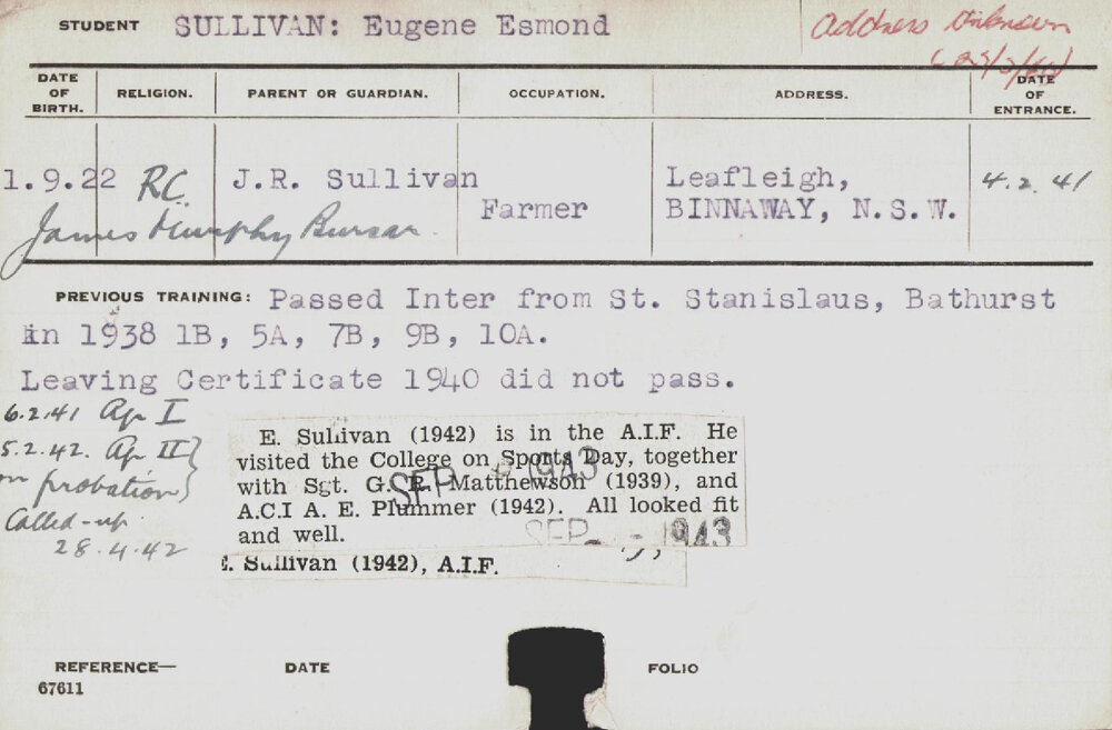 Sullivan, Eugene Esmond (Hawkesbury Diploma of Agriculture (HDA))