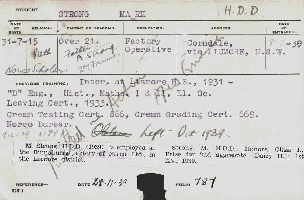 Strong, Mark (Hawkesbury Diploma in Dairy (HDD))