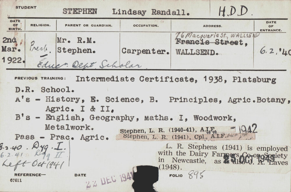 Stephen, Lindsay Randall (Hawkesbury Diploma in Dairy (HDD))