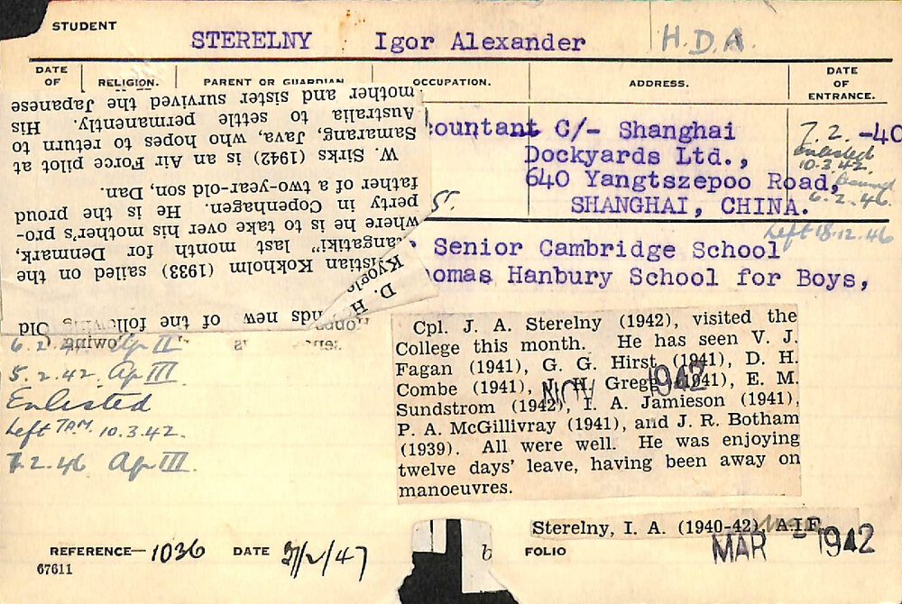 Sterelny, Igor Alexander (Hawkesbury Diploma of Agriculture (HDA))