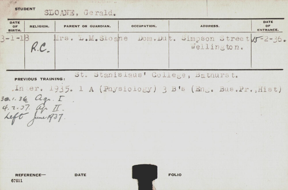 SLOANE, Gerald (Hawkesbury Diploma of Agriculture (HDA))