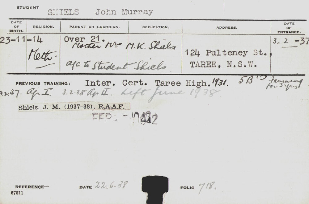 SHIELS, John Murray (Hawkesbury Diploma of Agriculture (HDA))